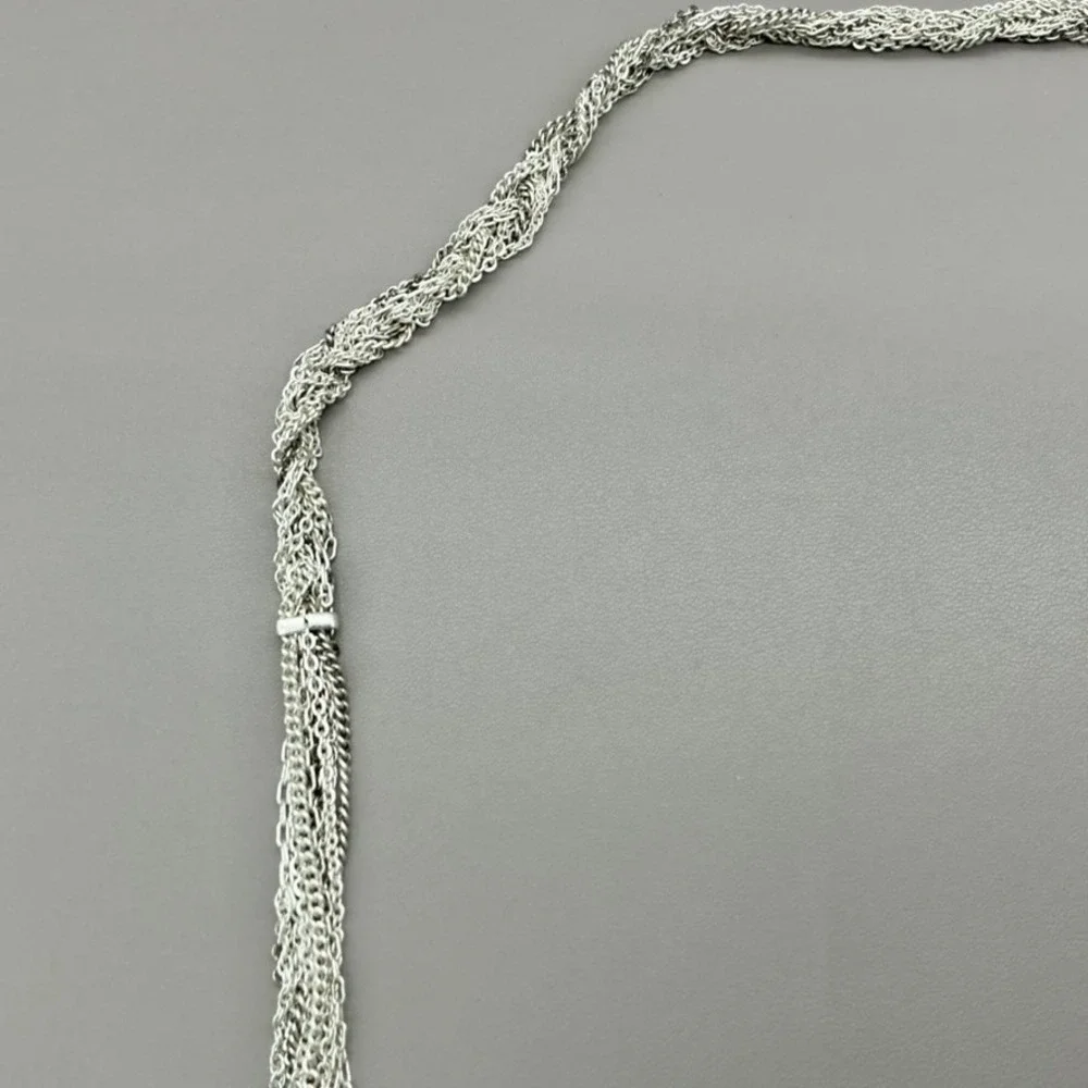 Necklace Womens Silver Tone Multi Strand Layered Braided Chain 30-33 Inches